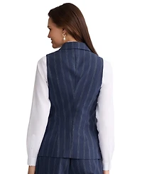 Jones New York Petite Double Pinstripe Peak Lapel Collar Vest