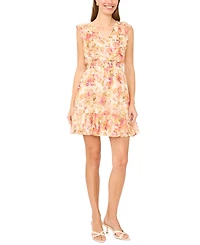 Msk Women's V-Neck Smocked Waist Mini Dress