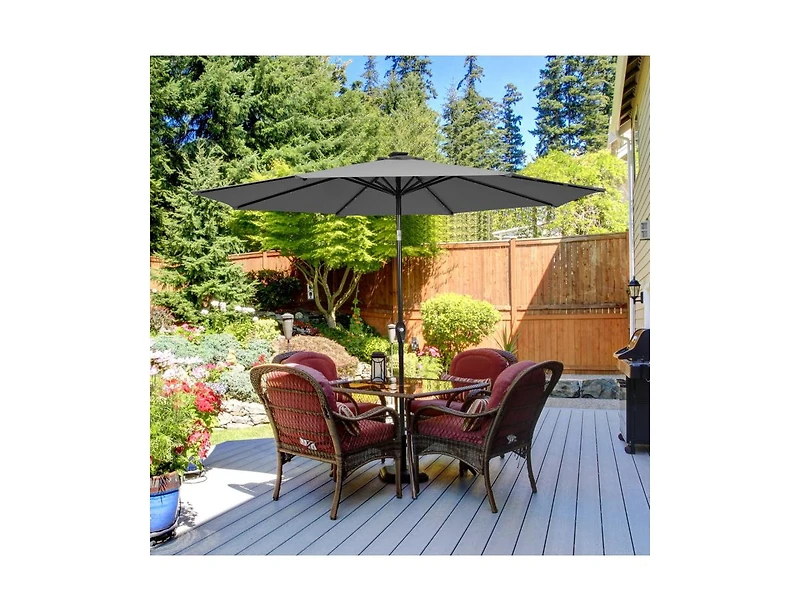 Outdoor Patio Umbrella with Bright Solar Led Lights for Shaded Daytime Use and Ambient Evening Lighting
