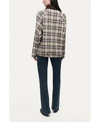 Nocturne Women's Checked Contrast Collar Jacket