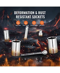 Mecale 221-Piece Mechanics Tool Set, 1/4" & 3/8" Drive Sae & Metric Sockets, Bits, Wrenches, Ratchet, Accessories, Plastic Case