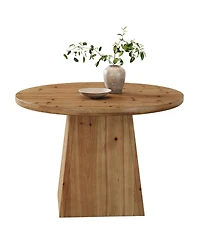 Tribesigns Solid Wood Round Dining Table, Farmhouse Kitchen Table for 2-4 People