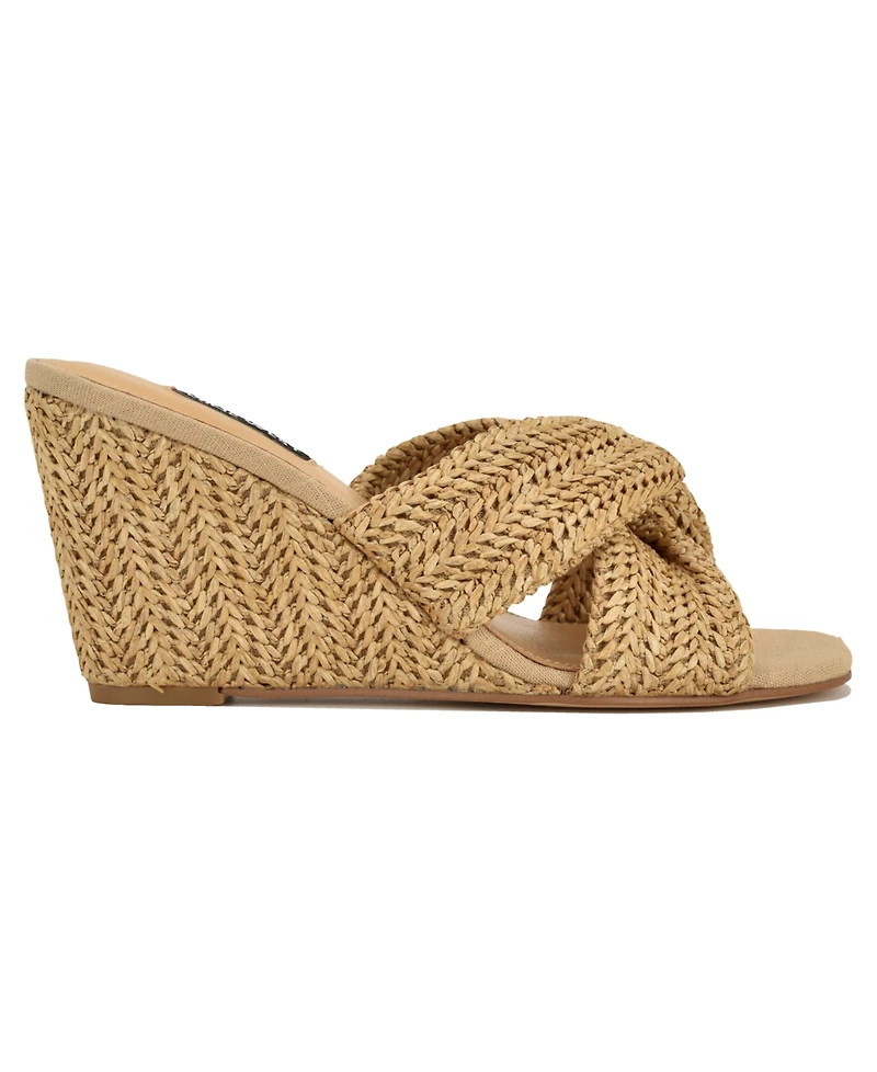 Nine West Women's Nejia Woven Slip-On Wedge Sandals