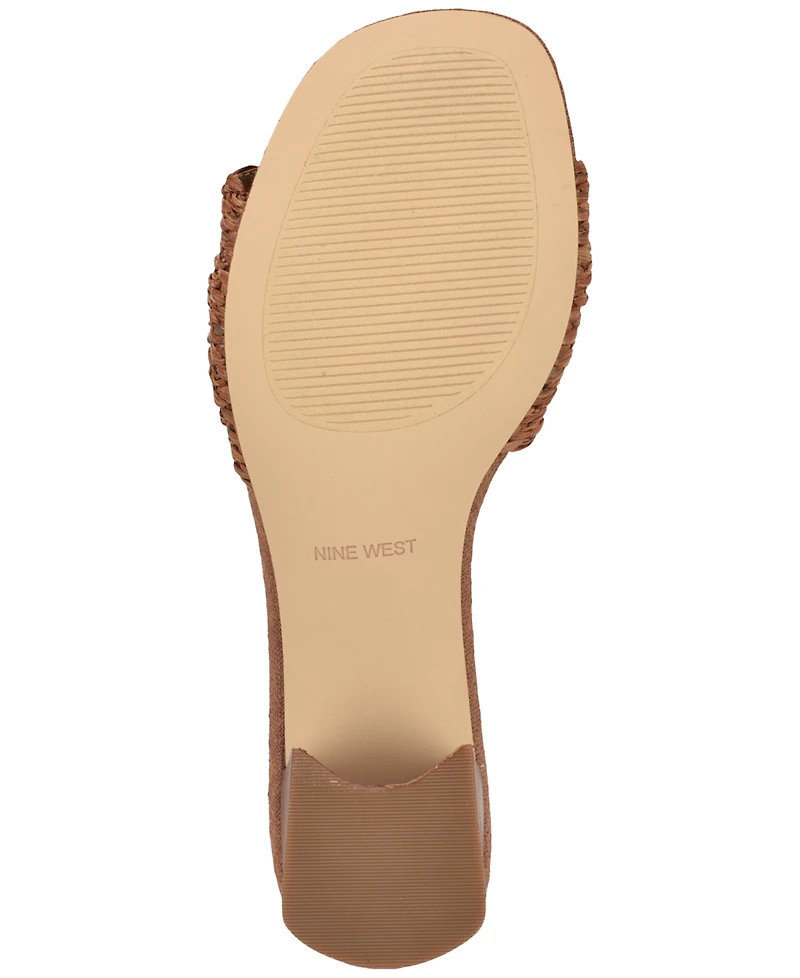 Nine West Women's Gerry Ornamented Slip-On Block Heel Dress Sandals