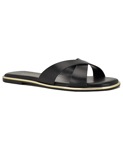 Nine West Women's Edeny Criss-Cross Flat Slip-On Sandals