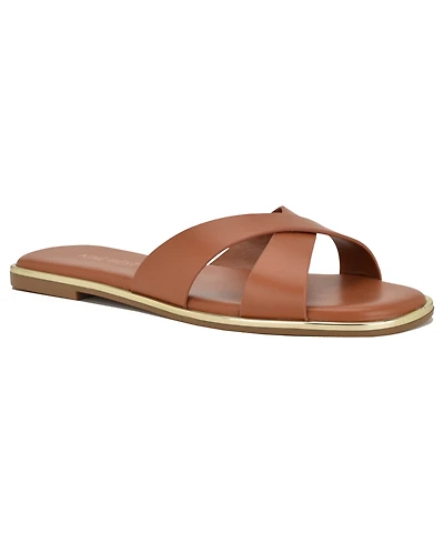 Nine West Women's Edeny Criss-Cross Flat Slip-On Sandals