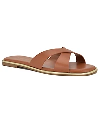 Nine West Women's Edeny Criss-Cross Flat Slip-On Sandals