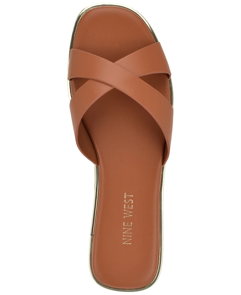 Nine West Women's Edeny Criss-Cross Flat Slip-On Sandals
