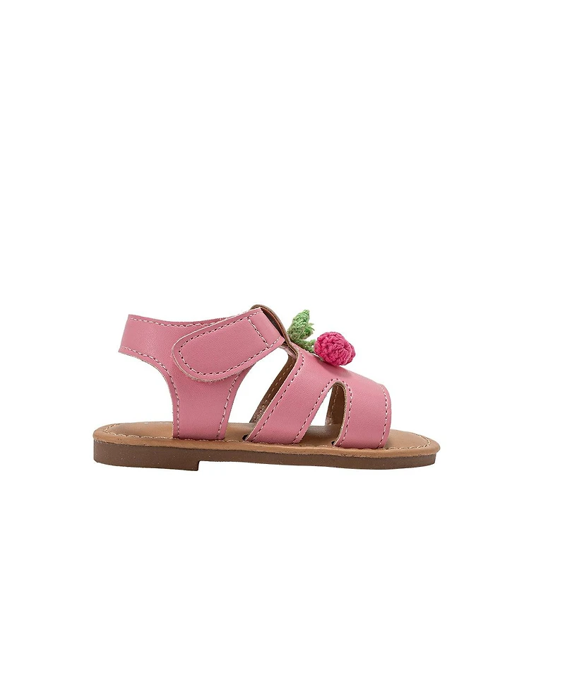 Bebe Little Girls Girl's Fashion Sandals – Dressy Shoes with Crochet Fruit Details