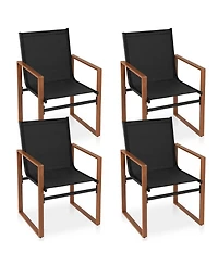 Gymax 4 Pcs Outdoor Dining Chairs Patio Furniture Chair w/ Breathable Seat and Backrest