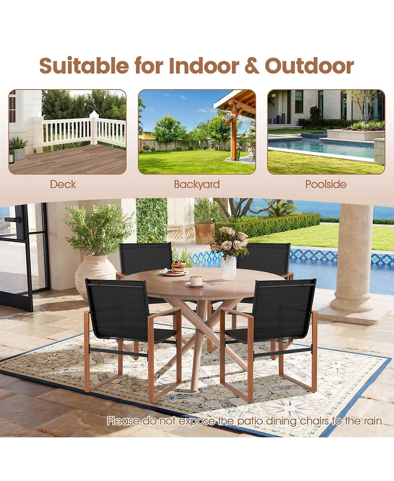 Gymax 4 Pcs Outdoor Dining Chairs Patio Furniture Chair w/ Breathable Seat and Backrest