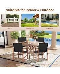 Gymax 4 Pcs Outdoor Dining Chairs Patio Furniture Chair w/ Breathable Seat and Backrest