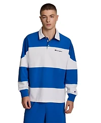 Champion Men's Gridiron Blocked Long-Sleeve Rugby Polo Shirt