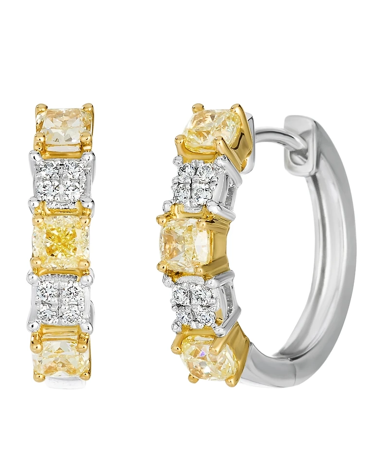 Le Vian Couture Sunny Yellow Diamond & Vanilla Diamond Small Hoop Earrings (1.19 ct. t.w.) in 14k Yellow Gold & Platinum