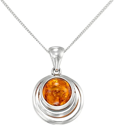 Macy's Amber Circle Pendant Necklace (4 ct. t.w.) in Sterling Silver
