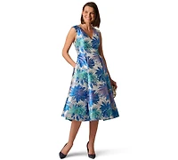 Adrianna Papell Women's Metallic V-Neck Midi Dress