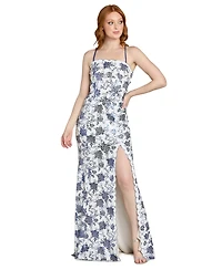 Morgan & Company Juniors' Floral Sequin Long Gown