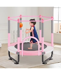 Mecale Kids Trampoline, 60" (5 ft), Enclosure Net & Basketball Hoop, Indoor/Outdoor