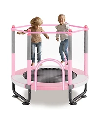 Mecale Kids Trampoline, 60" (5 ft), Enclosure Net & Basketball Hoop, Indoor/Outdoor