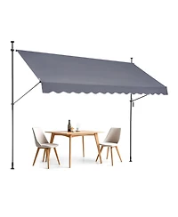 Mecale 157 x 47" Retractable Patio Awning Sunshade Shelter with Crank Handle