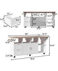 Homsee Kitchen Cart with 2-Drawer 2-Door, Internal Storage Racks, Rolling Island with Cabinet
