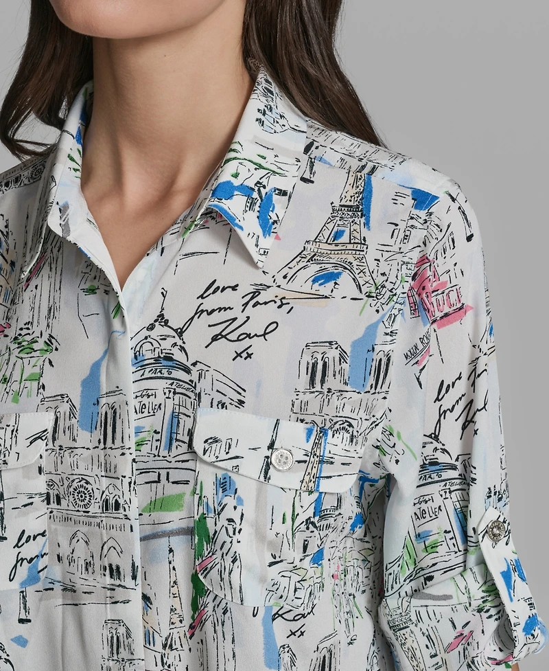 Karl Lagerfeld Paris Petite Long-Sleeve Shirt