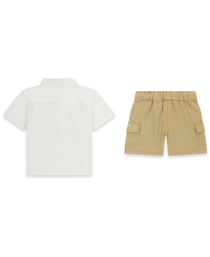 Guess Baby Boys' Short-Sleeve Poplin Shirt and Cargo Shorts, 2-Piece Set
