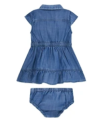 Guess Baby Girls' Slub Denim Dress and Matching Bloomer