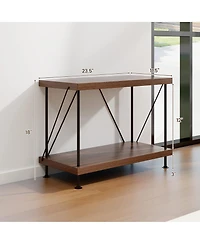 Gymax 2PCS 2-Tier Multipurpose Display Rack Freestanding Bookshelf w/ Metal Frame