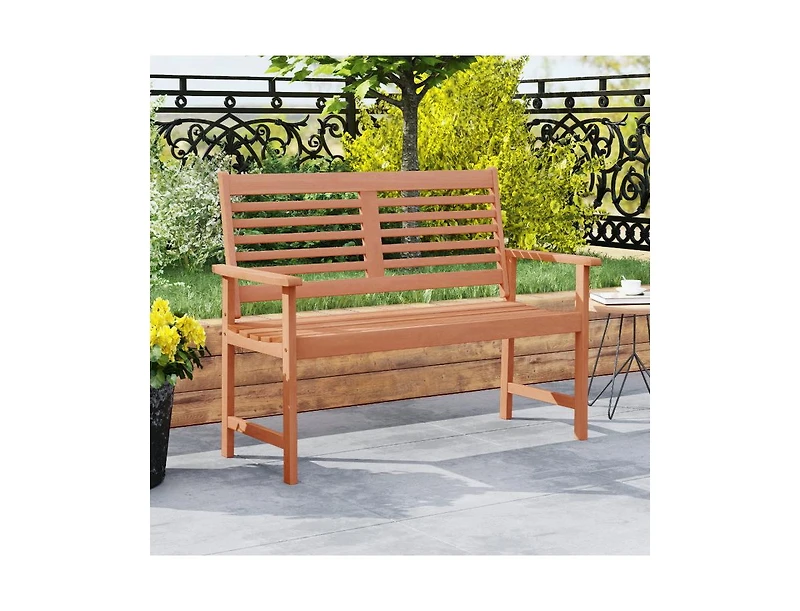 Outdoor 2-Seat Wood Loveseat with Slatted Seat Design