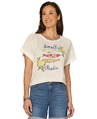Democracy Petite Short-Sleeve Printed T-Shirt