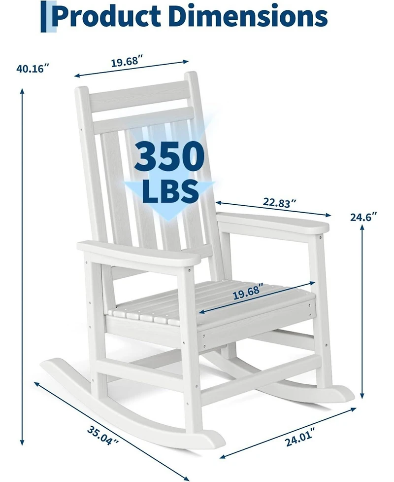 gaomon 2-Piece Hdpe High-Back Rocking Chair Set - All-Weather Outdoor Porch Rockers