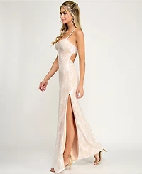 Emerald Sundae Juniors' Sweetheart-Neck Sequin Lace Gown