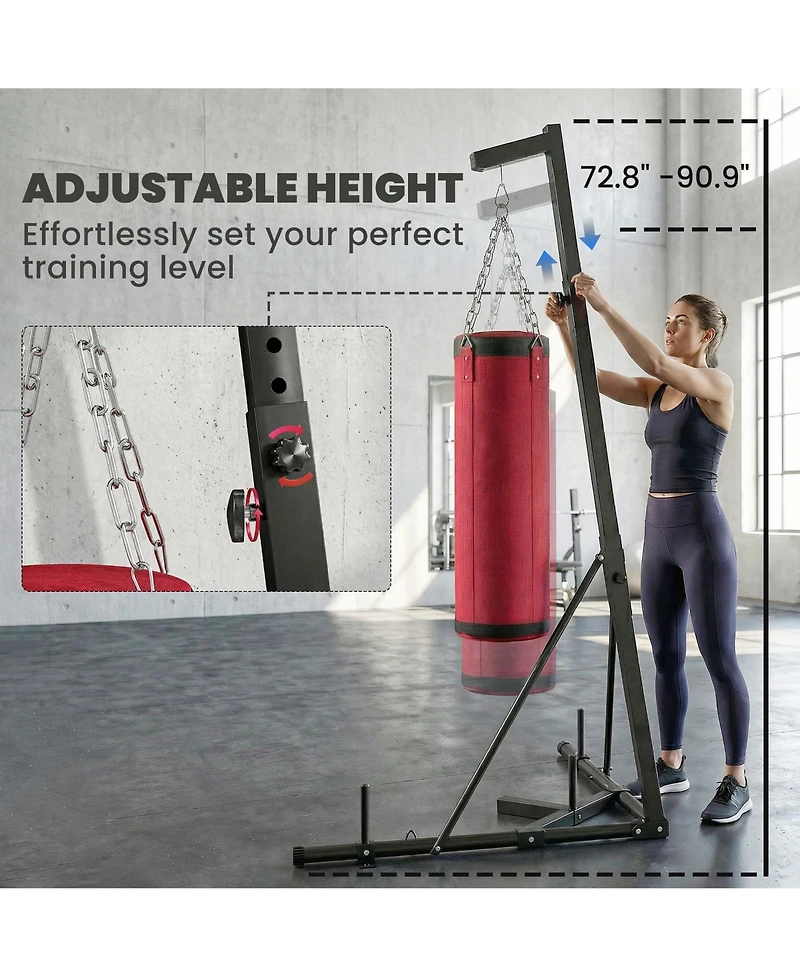Soozier 72.8"-90.9" Adjustable Freesding Punching Bag with Sd,