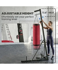Soozier 72.8"-90.9" Adjustable Freesding Punching Bag with Sd,