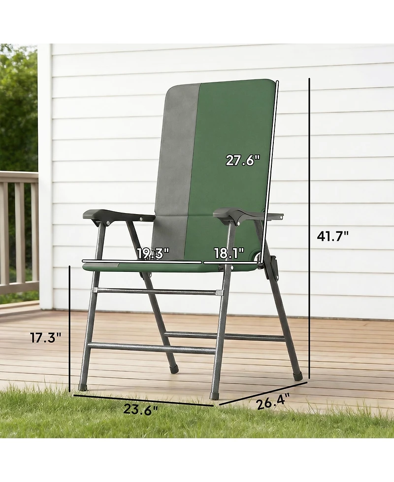 Outsunny Folding Patio Chairs, Padded High Back Lawn Chairs,