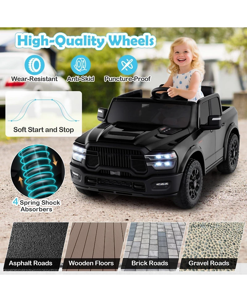 Mecale 2 Seater 24V Ride on Toy for Big Kids Licensed Ram Truck with Remote and Music