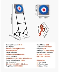 Mecale Axe Throwing Game, Plastic Bristle Target with 8 Axes and Foldable Steel Frame for Indoor and Outdoor Play