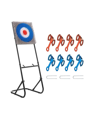 Mecale Axe Throwing Game, Plastic Bristle Target with 8 Axes and Foldable Steel Frame for Indoor and Outdoor Play
