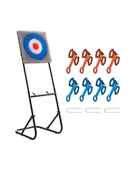 Mecale Axe Throwing Game, Plastic Bristle Target with 8 Axes and Foldable Steel Frame for Indoor and Outdoor Play