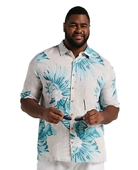 Cubavera Men's Big & Tall Linen Blend Palm Print Shirt