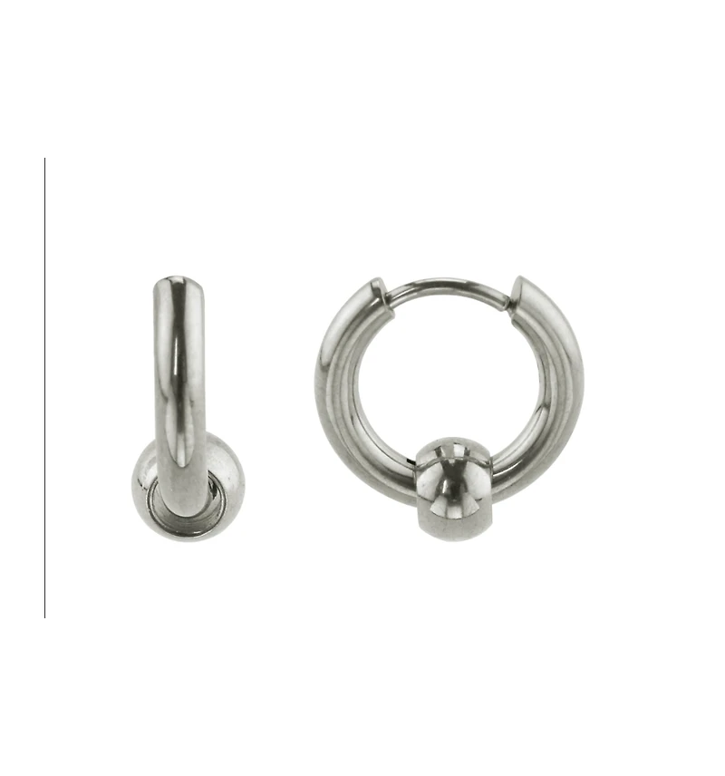 Rebl Jewelry Stainless Steel Earring Set: Huggie and Stud