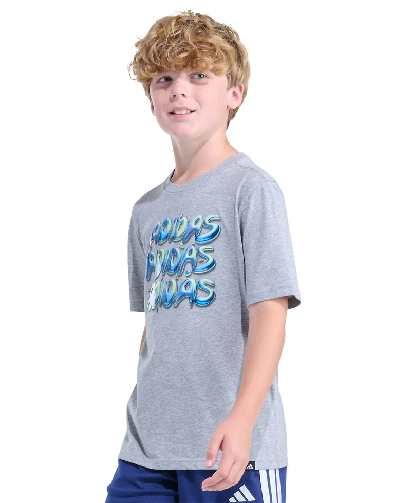 adidas Boys' 8-20 Short-Sleeve Chrome Lineage Stack Heather T-Shirt