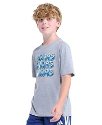 adidas Boys' 8-20 Short-Sleeve Chrome Lineage Stack Heather T-Shirt