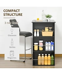 Homcom Modern Bar Table Counter Height Dining Table with 3-Tier Storage Shelves