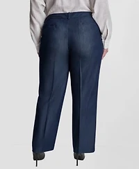 Dkny Dressy Denim One Button Jacket With Roll Cuff Pleated Trouser