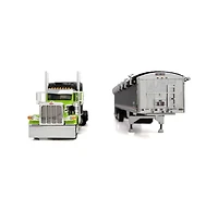 First Gear Dcp 1/64 Peterbilt 389 Semi Truck with Spread Axle Wilson Patriot Belt Trailer, Green/Black