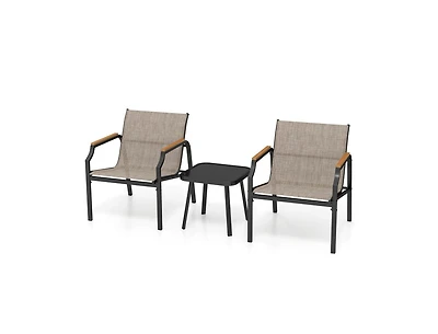 Slickblue 3-Piece Patio Seating Set with Breathable Fabric and Armrests