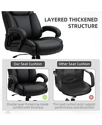 Vinsetto Big and Tall Executive Office Chair w/ Pu Leather Fabric, Wheel, Black
