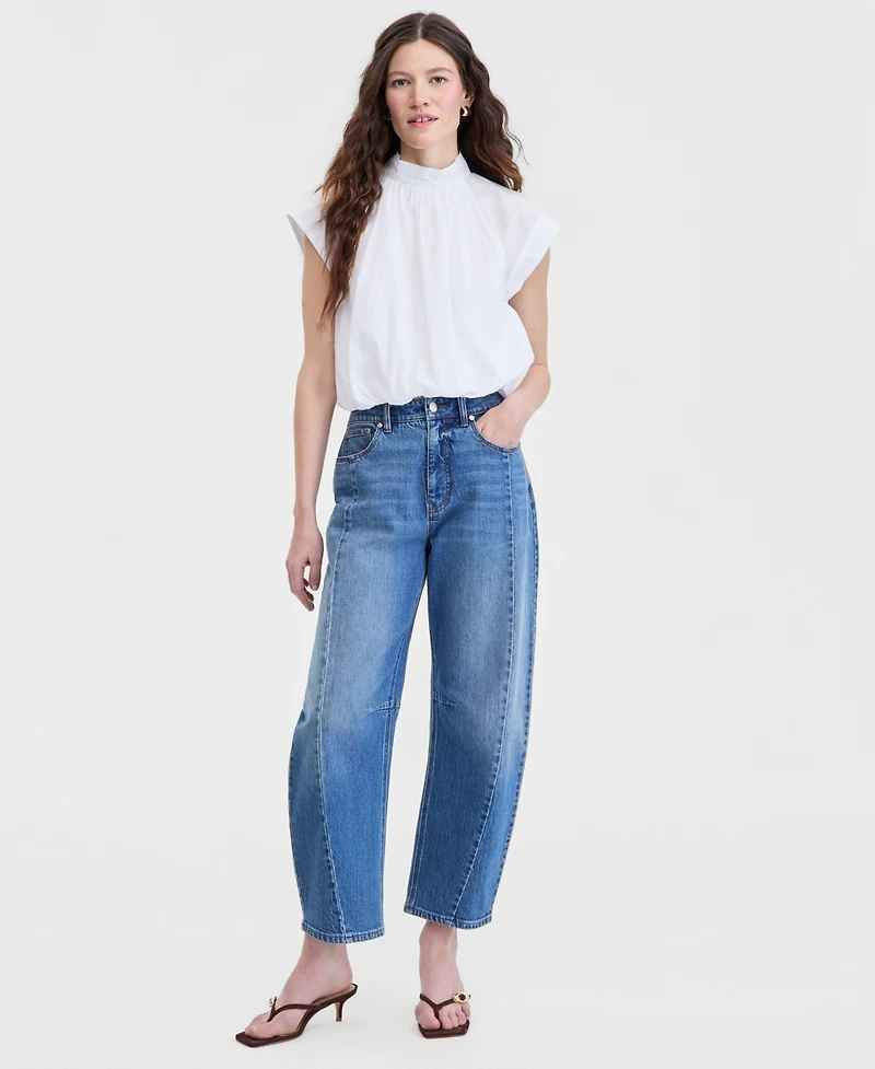 On 34th Women's Cotton High-Neck Bubble Top, Macy's Exclusive